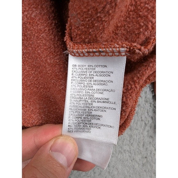 The North Face Hoodie Mens Medium Rust Orange Pullover Logo Fleece Sweatshirt - Picture 7 of 11